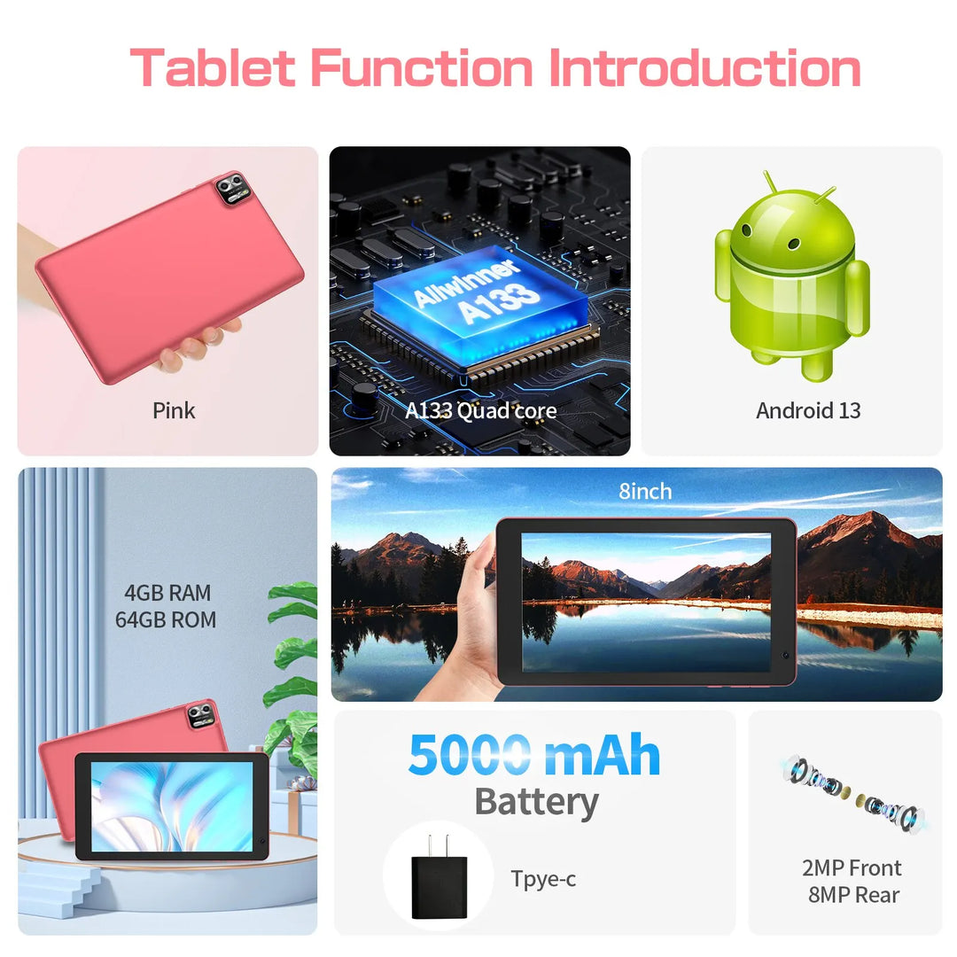 PRITOM 8 Inch Tablet Android 13, 8GB(4+4 Expand)