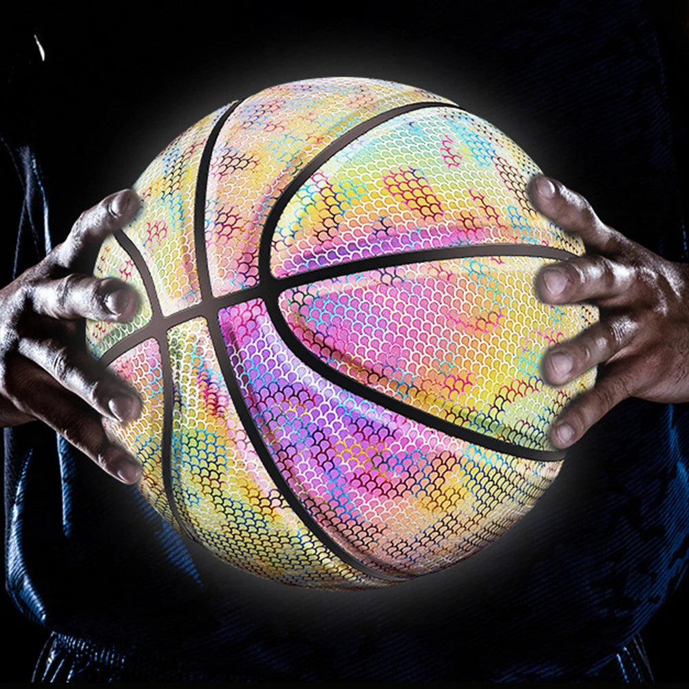 PU Basketball Reflective Ball Glowing Durable Basketball