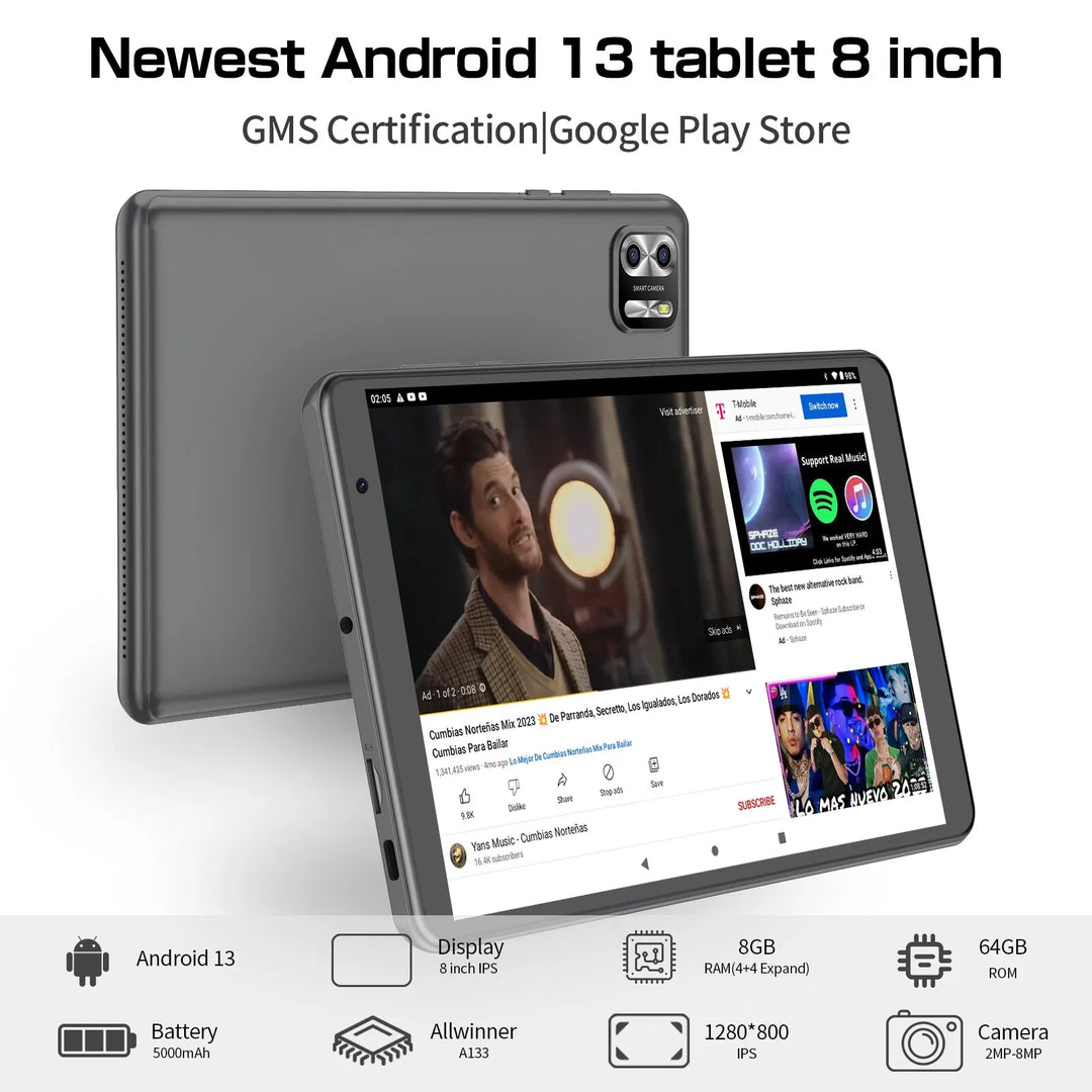 PRITOM 8 Inch Tablet Android 13, 8GB(4+4 Expand)