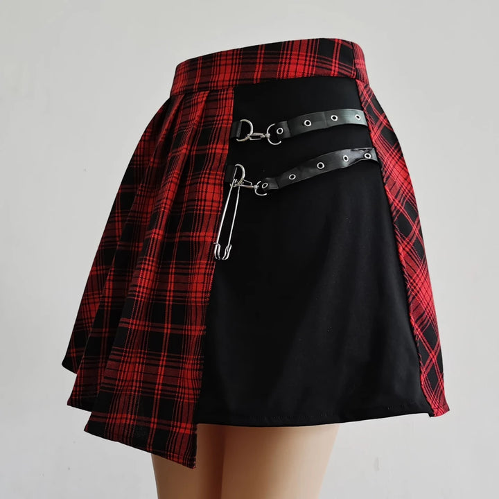 Womens Harajuku Punk Irregular Mini Pleated Skater Skirt