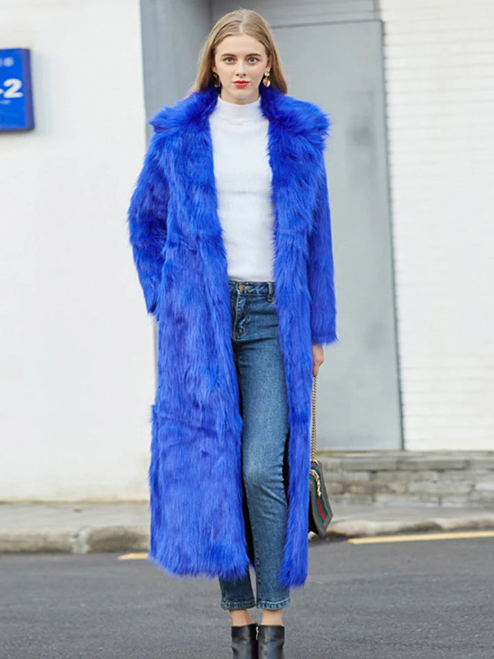 ZADORIN High Street Luxury Long Faux Fur Coat Women