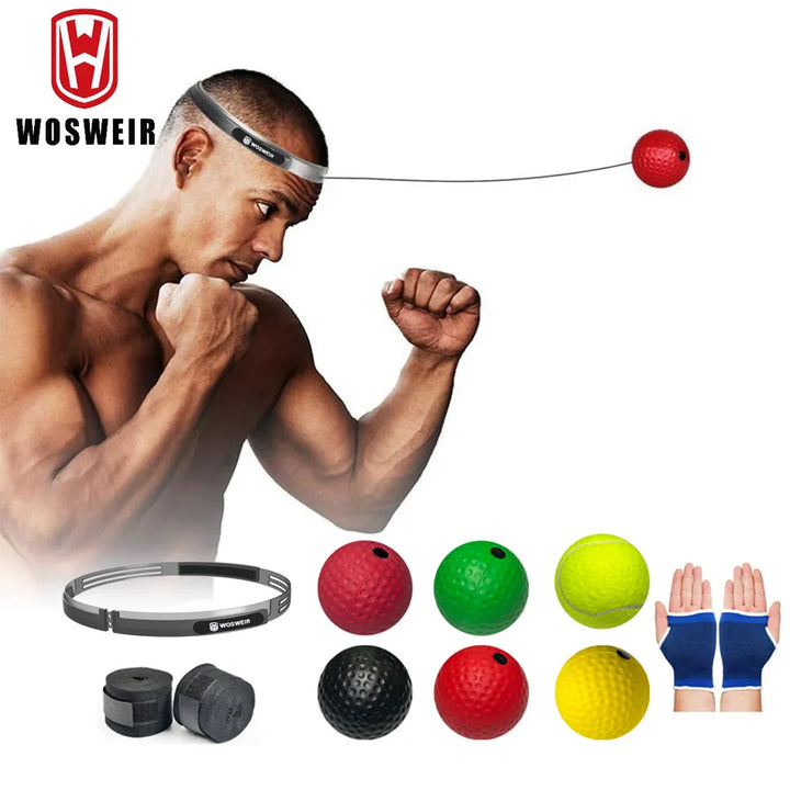 WOSWEIR Kick Boxing Reflex Ball with Head Band