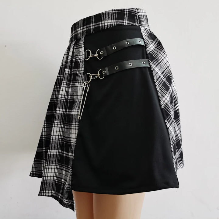 Womens Harajuku Punk Irregular Mini Pleated Skater Skirt