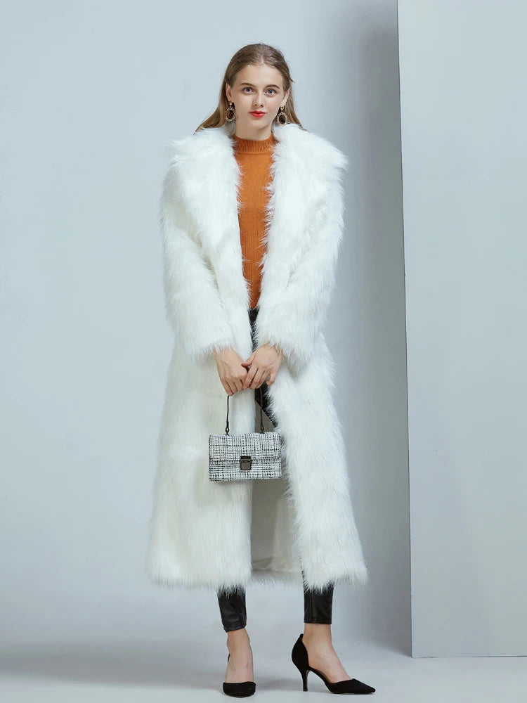 ZADORIN High Street Luxury Long Faux Fur Coat Women