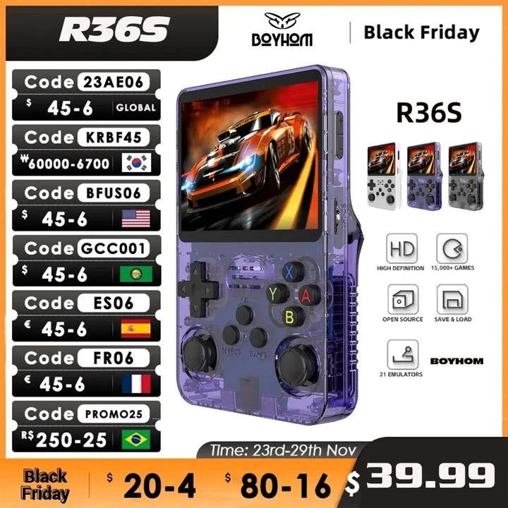 Open Source R36S Retro Handheld Video Game