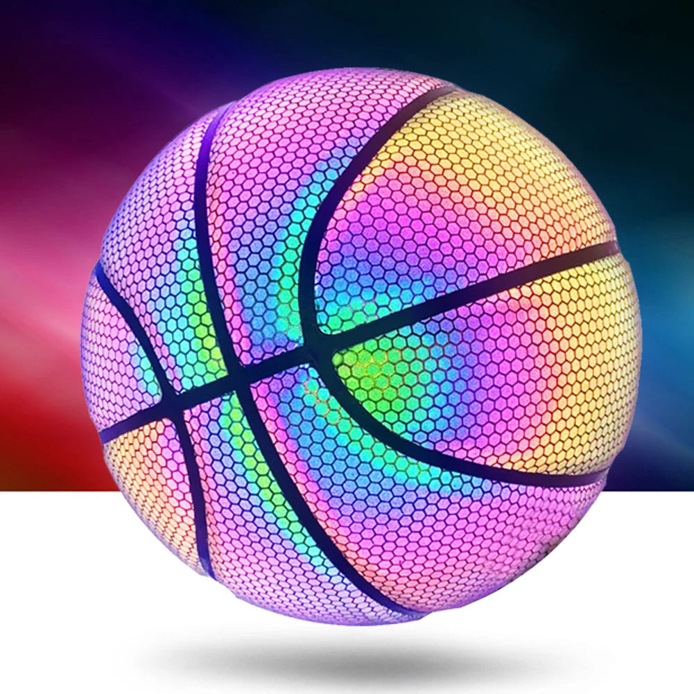 PU Basketball Reflective Ball Glowing Durable Basketball